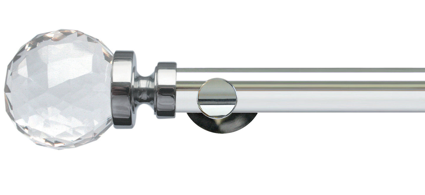 Jones Lunar Faceted Glass 28mm Metal Curtain Pole - Fendow