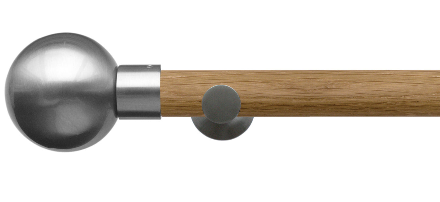 Jones Lunar Metal Sphere 28mm Oak Wooden Curtain Pole - Fendow