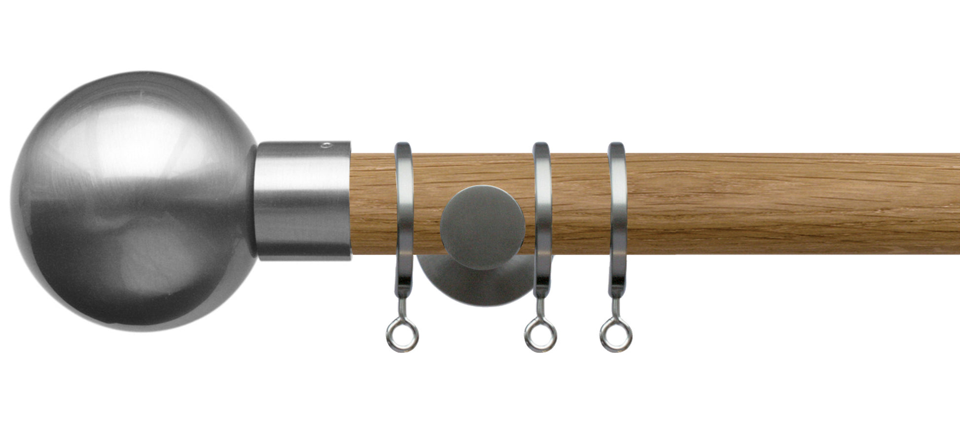 Jones Lunar Metal Sphere 28mm Oak Wooden Curtain Pole - Fendow