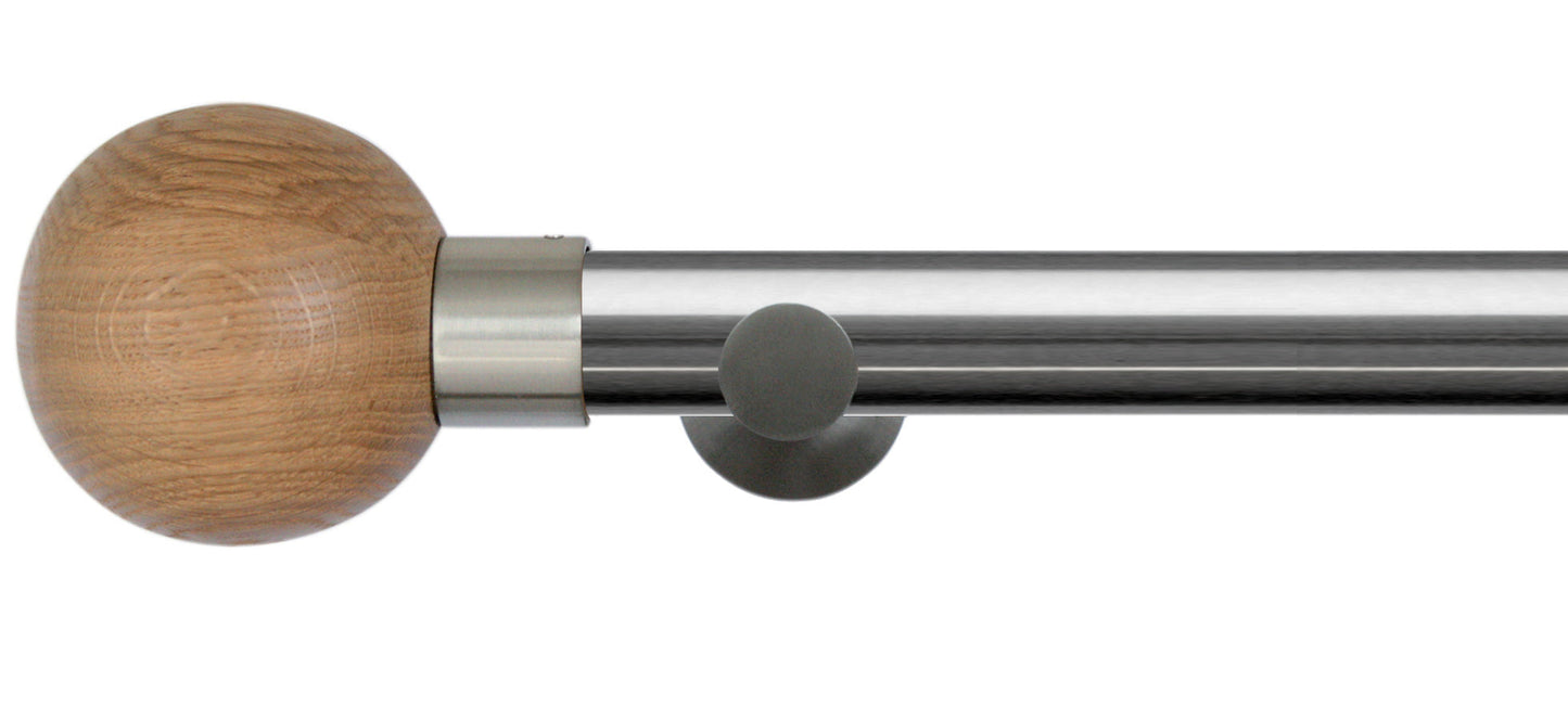 Jones Lunar Oak Sphere 28mm Metal Curtain Pole - Fendow