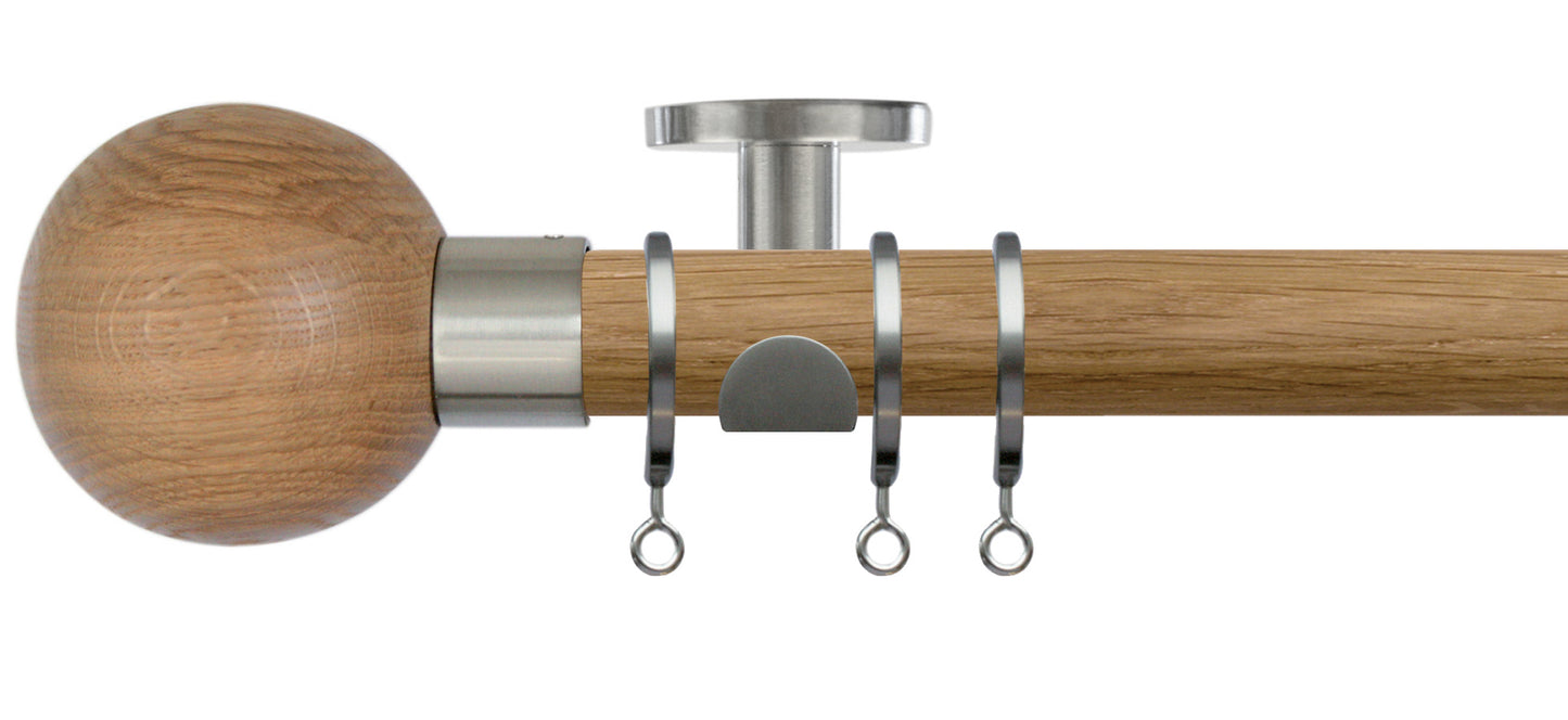 Jones Lunar Oak Sphere 28mm Oak Wooden Curtain Pole - Fendow