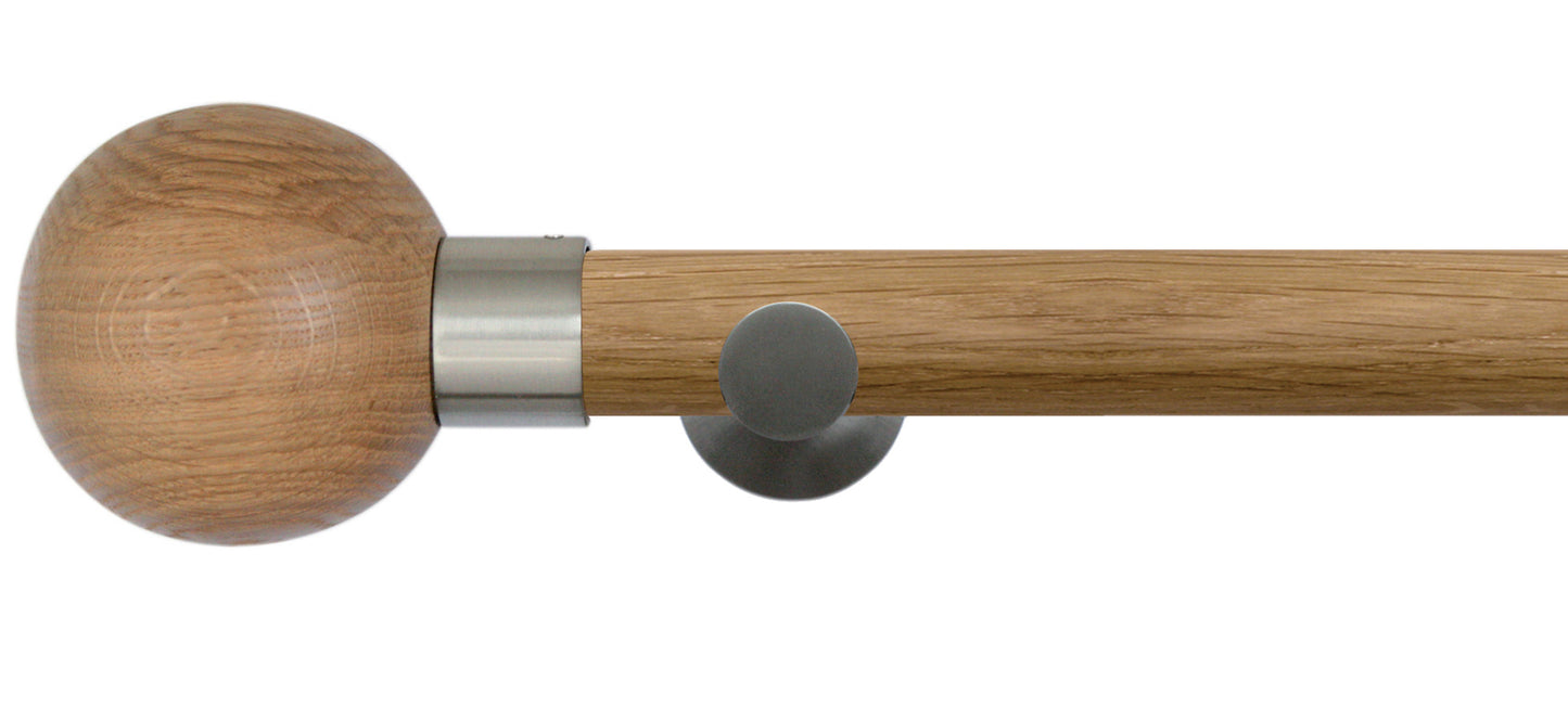 Jones Lunar Oak Sphere 28mm Oak Wooden Curtain Pole - Fendow