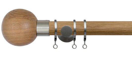 Jones Lunar Oak Sphere 28mm Oak Wooden Curtain Pole - Fendow