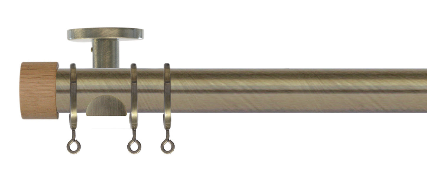 Jones Lunar Oak End Cap 28mm Metal Curtain Pole - Fendow