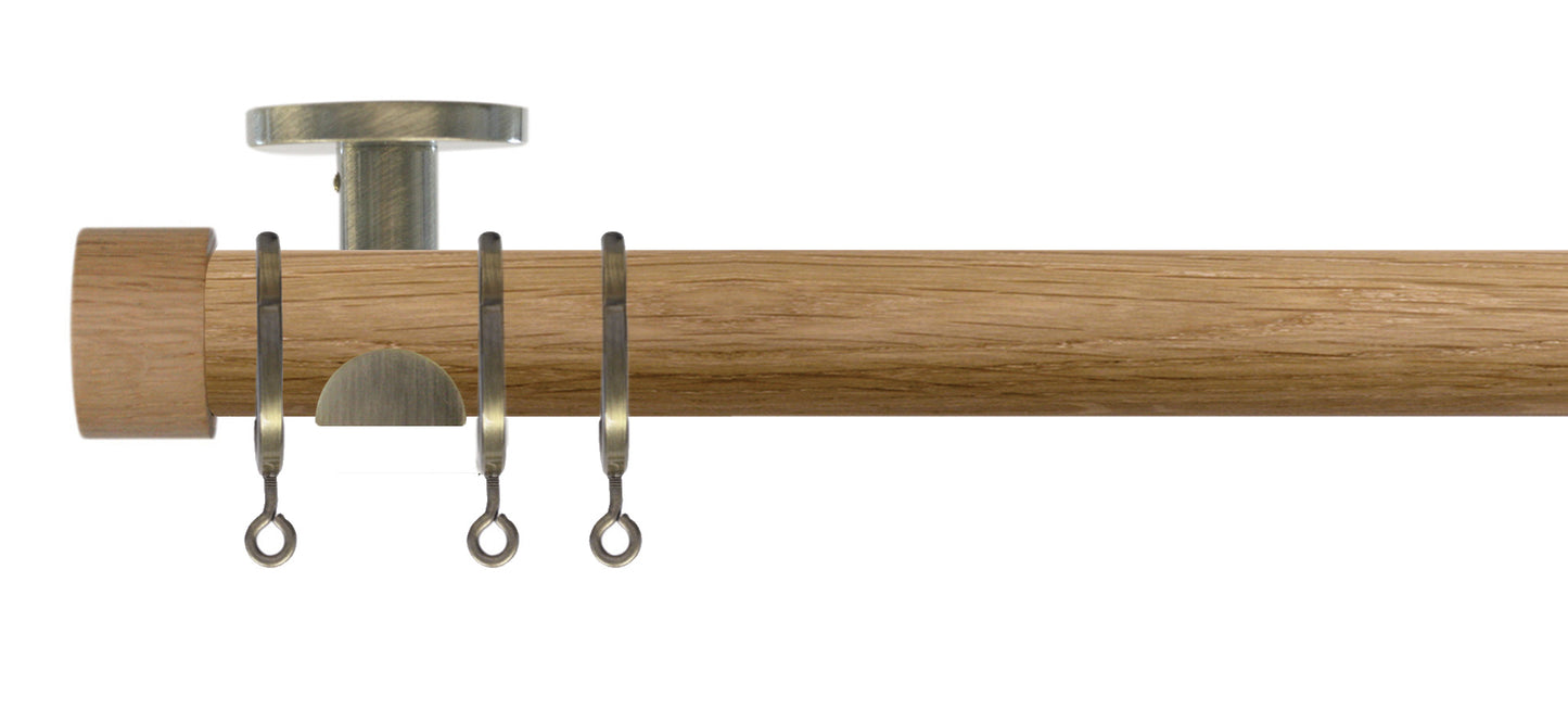 Jones Lunar Oak End Cap 28mm Oak Wooden Curtain Pole - Fendow