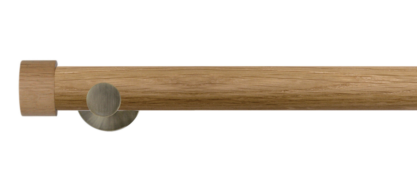 Jones Lunar Oak End Cap 28mm Oak Wooden Curtain Pole - Fendow