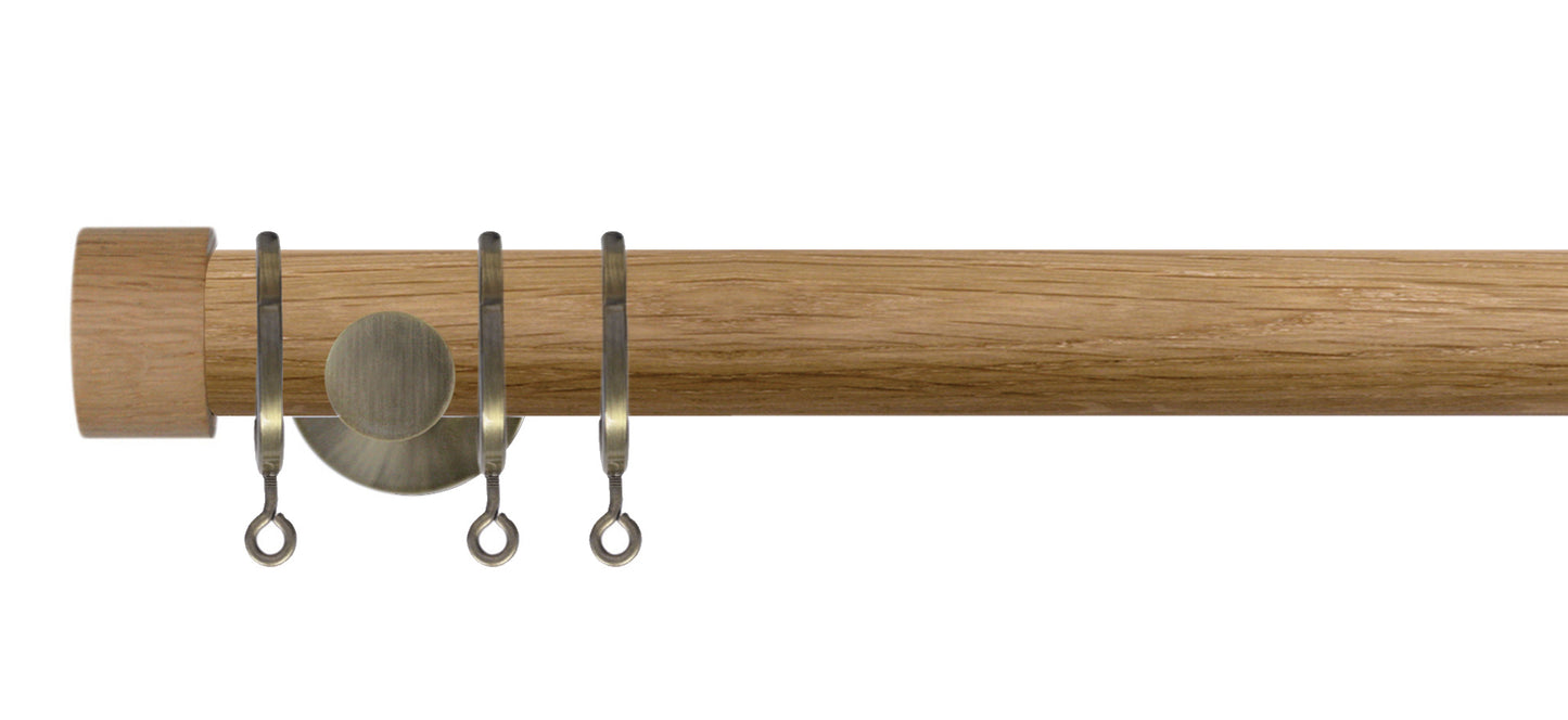 Jones Lunar Oak End Cap 28mm Oak Wooden Curtain Pole - Fendow