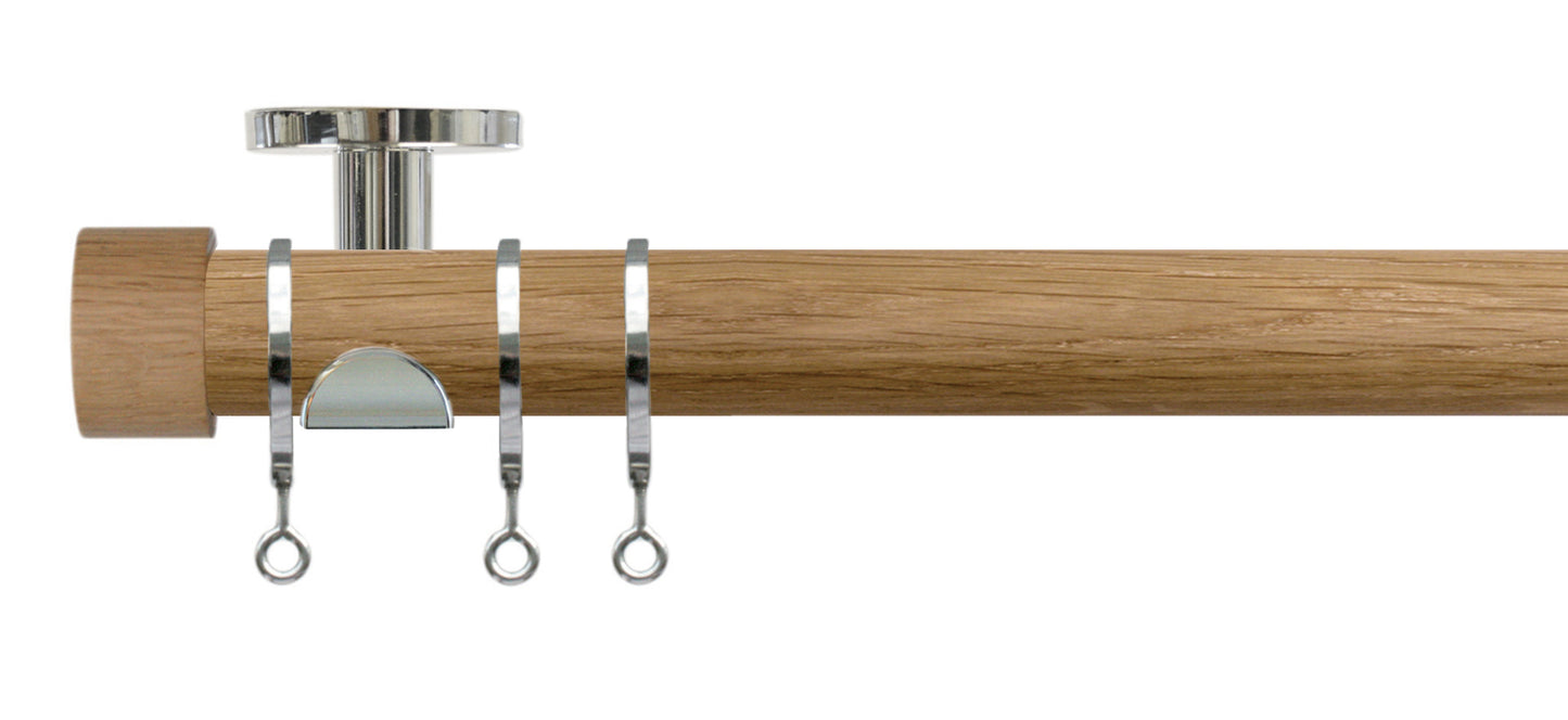 Jones Lunar Oak End Cap 28mm Oak Wooden Curtain Pole - Fendow