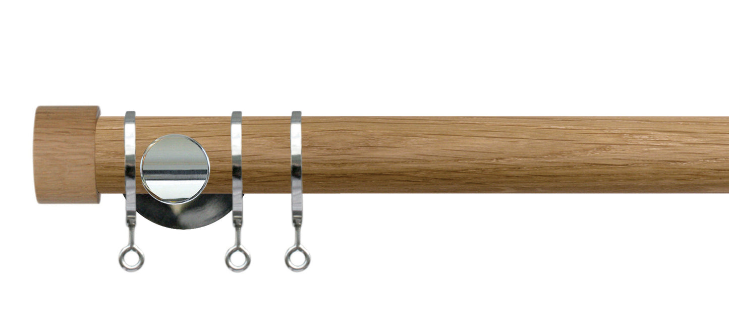 Jones Lunar Oak End Cap 28mm Oak Wooden Curtain Pole - Fendow