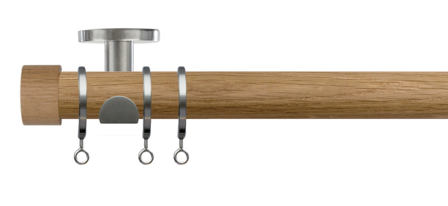 Jones Lunar Oak End Cap 28mm Oak Wooden Curtain Pole - Fendow