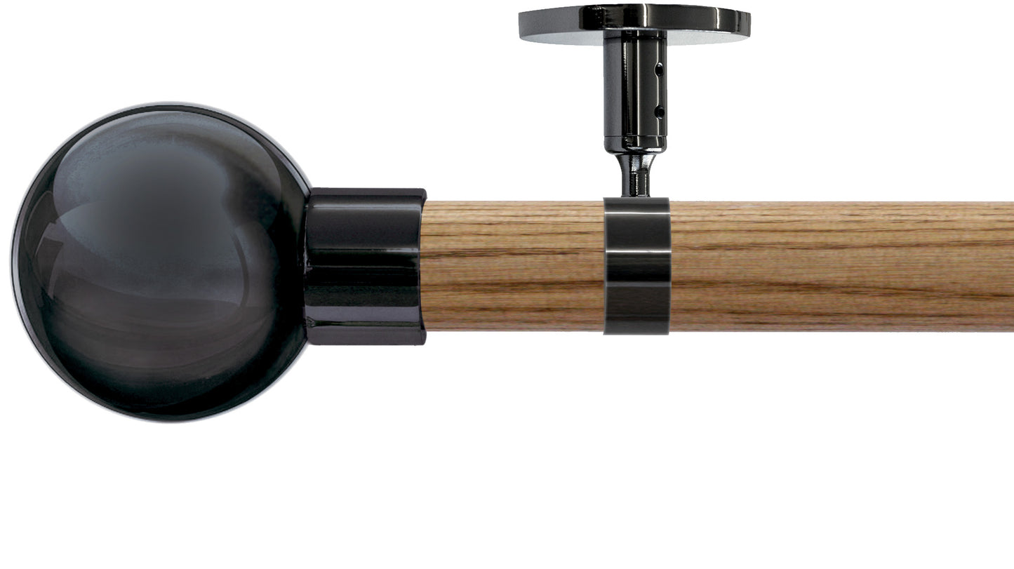 Jones Strand Metal Ball 35mm Wooden Curtain Pole - Fendow