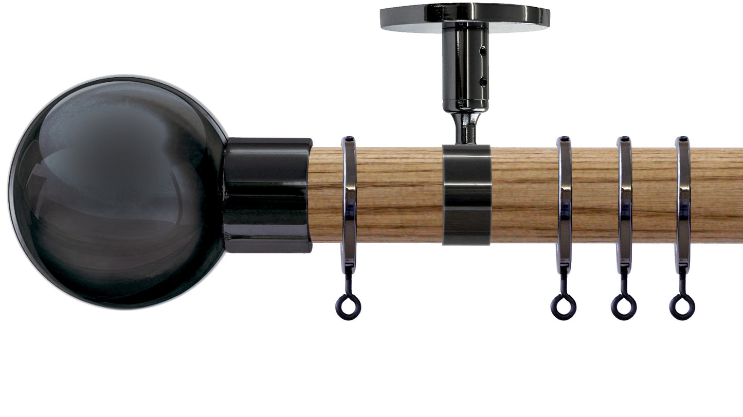 Jones Strand Metal Ball 35mm Wooden Curtain Pole - Fendow