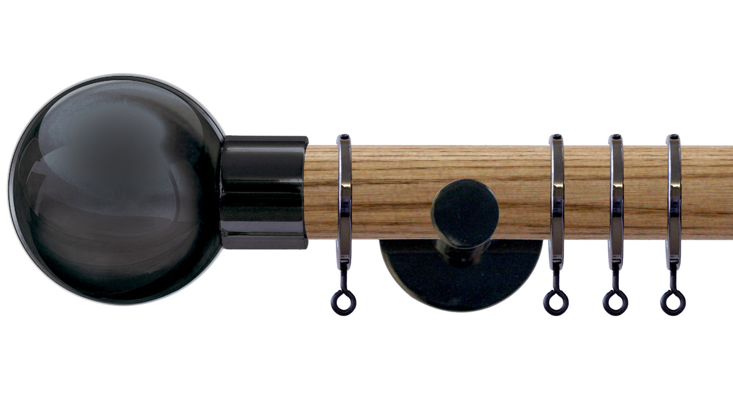 Jones Strand Metal Ball 35mm Wooden Curtain Pole - Fendow