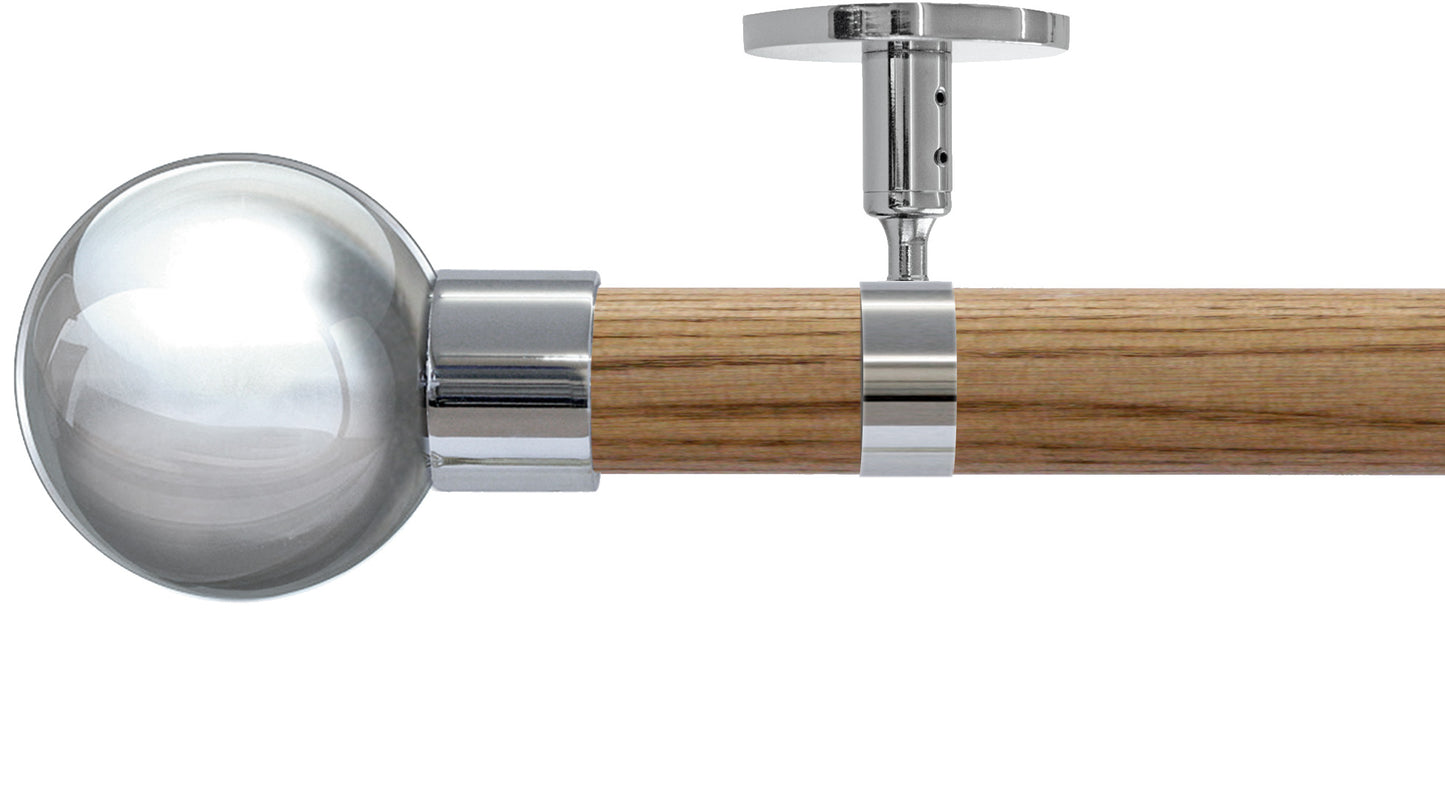 Jones Strand Metal Ball 35mm Wooden Curtain Pole - Fendow