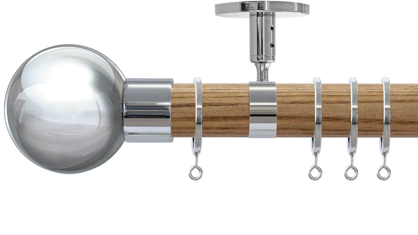 Jones Strand Metal Ball 35mm Wooden Curtain Pole - Fendow