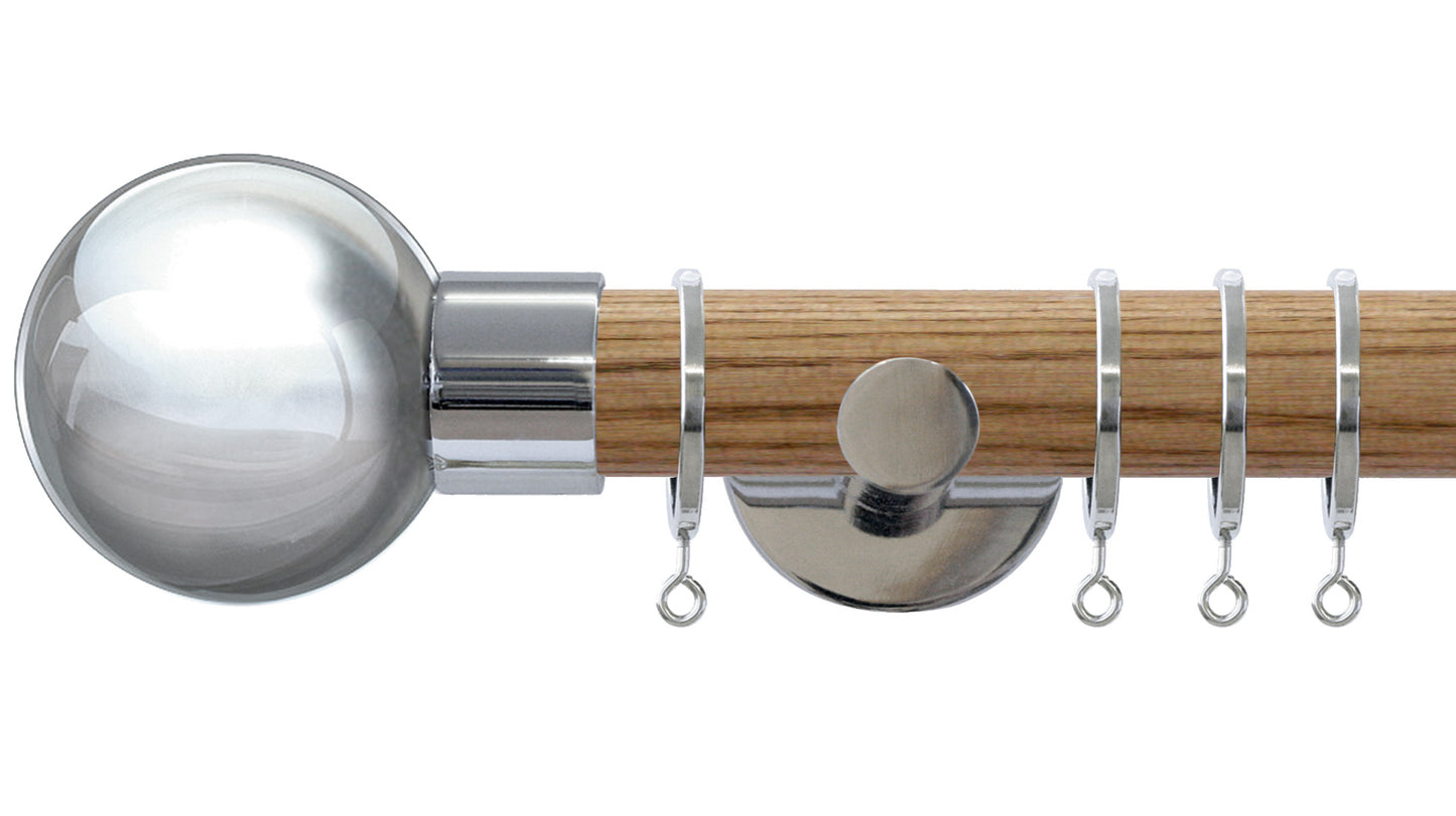 Jones Strand Metal Ball 35mm Wooden Curtain Pole - Fendow