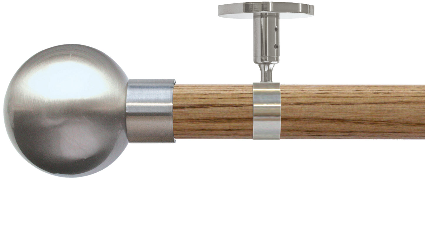 Jones Strand Metal Ball 35mm Wooden Curtain Pole - Fendow