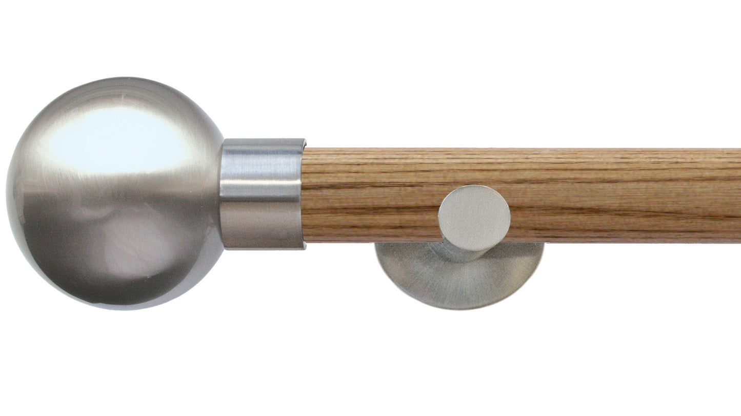 Jones Strand Metal Ball 35mm Wooden Curtain Pole - Fendow