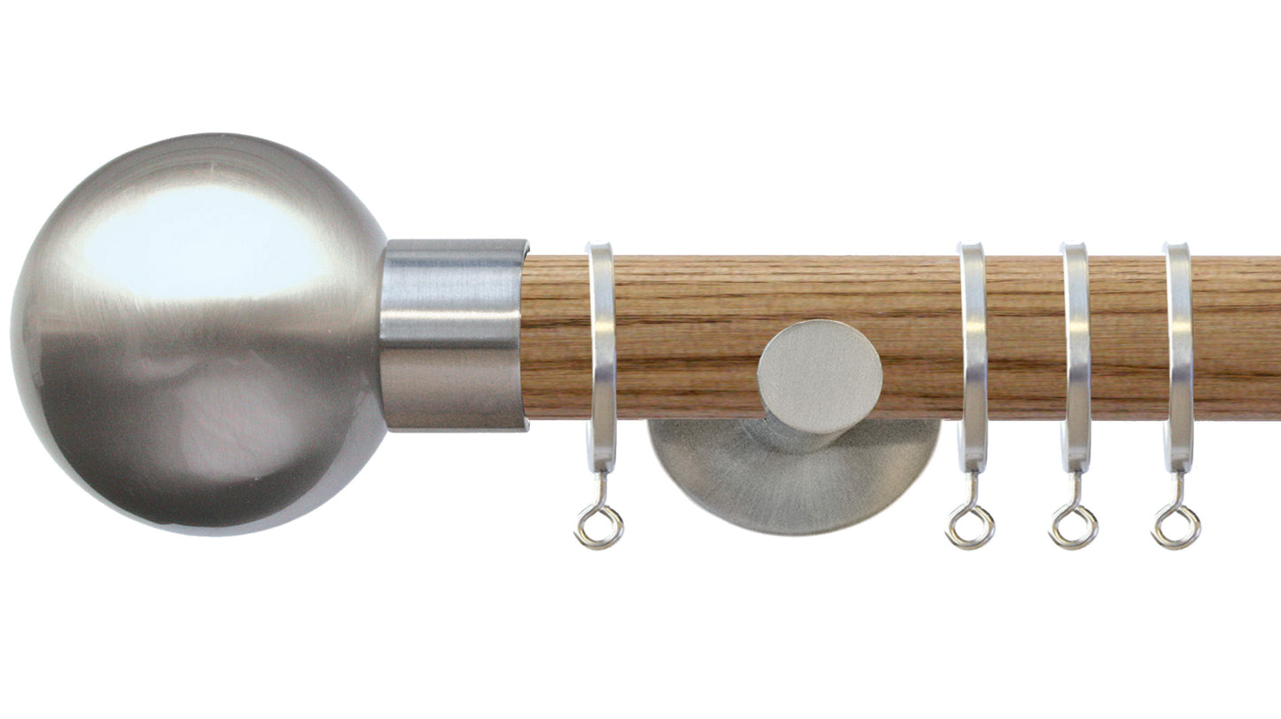 Jones Strand Metal Ball 35mm Wooden Curtain Pole - Fendow