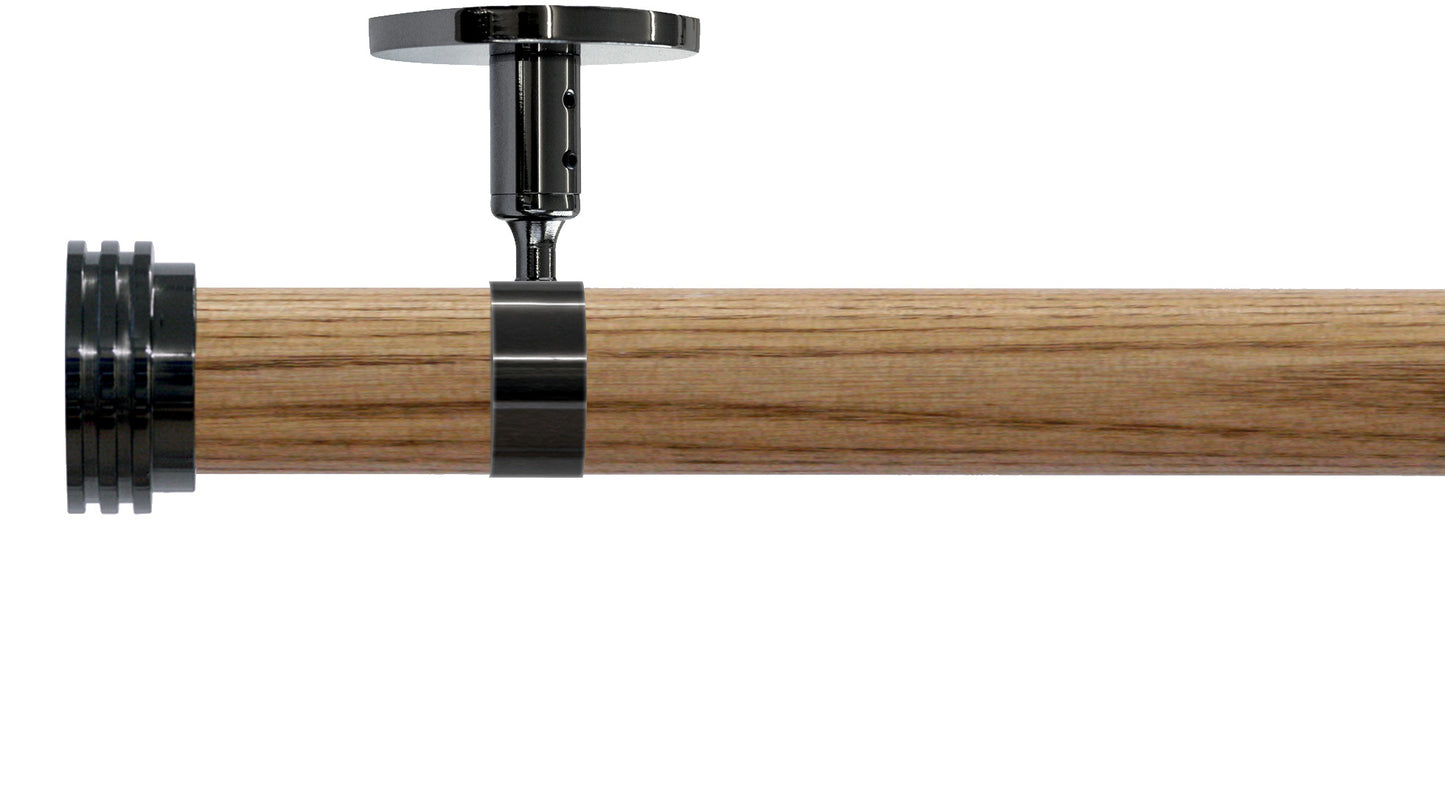 Jones Strand Ribbed End Stopper 35mm Wooden Curtain Pole - Fendow