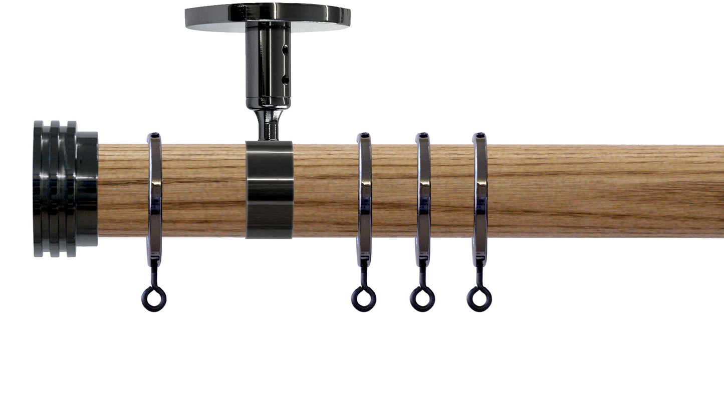 Jones Strand Ribbed End Stopper 35mm Wooden Curtain Pole - Fendow