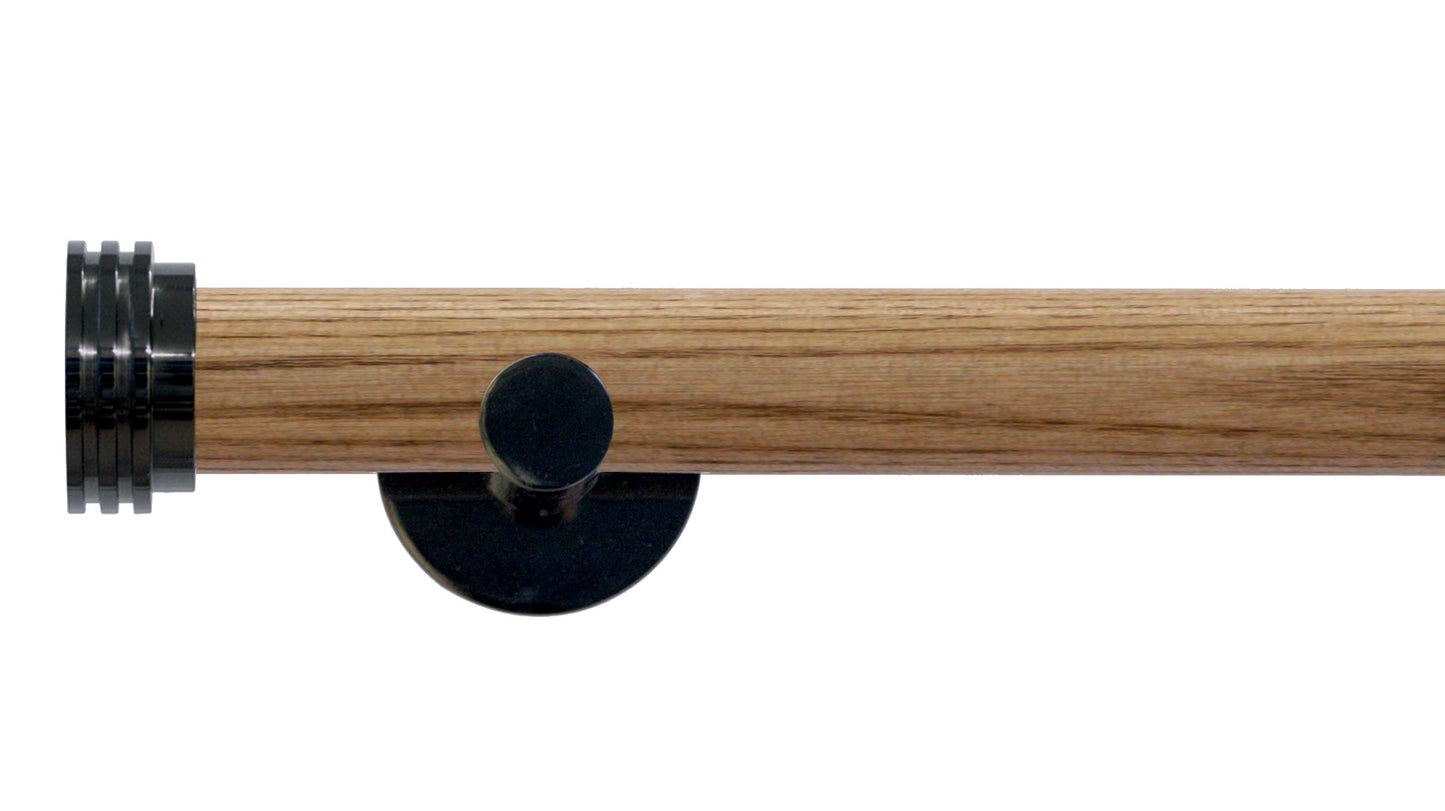 Jones Strand Ribbed End Stopper 35mm Wooden Curtain Pole - Fendow