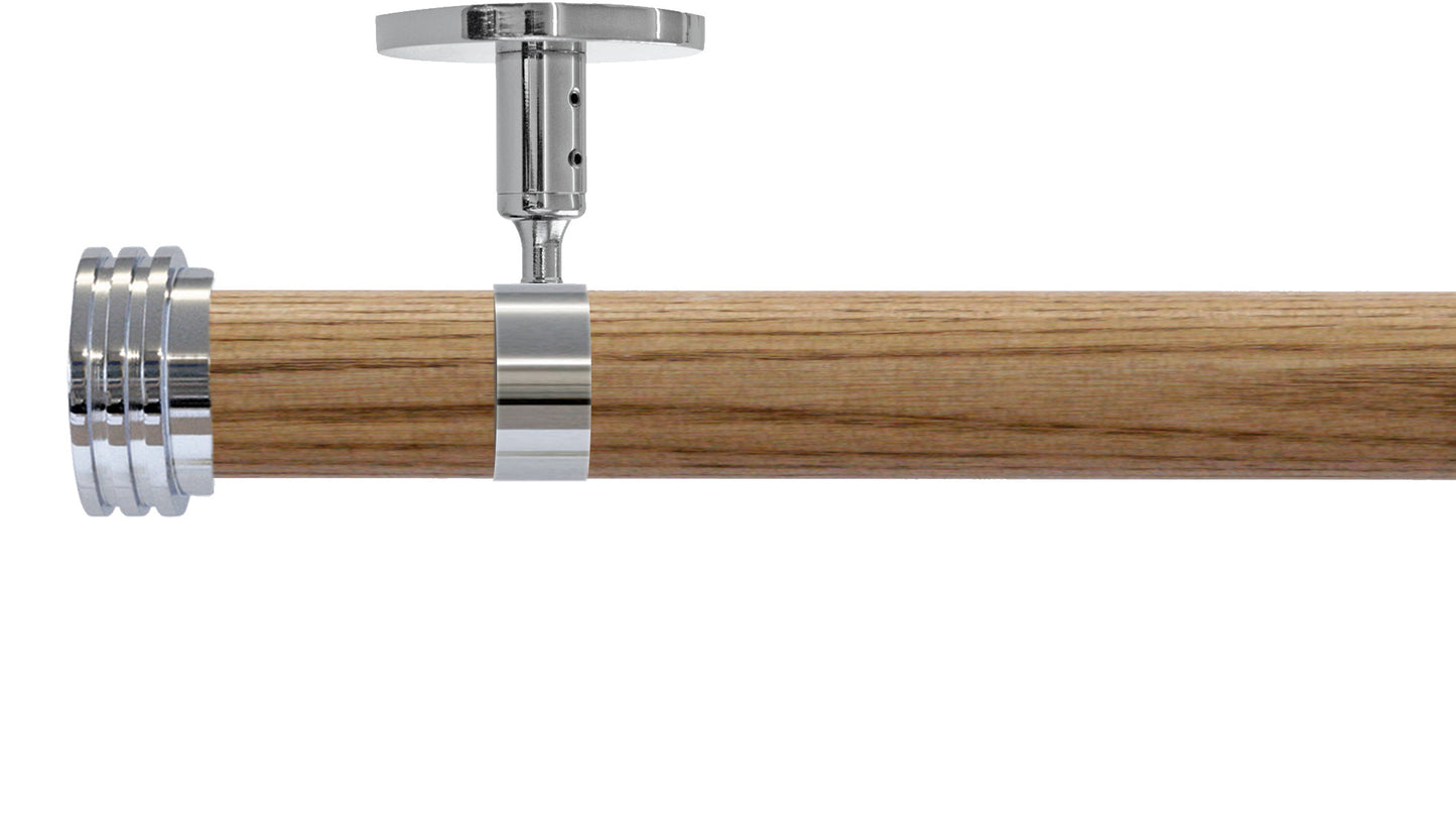 Jones Strand Ribbed End Stopper 35mm Wooden Curtain Pole - Fendow