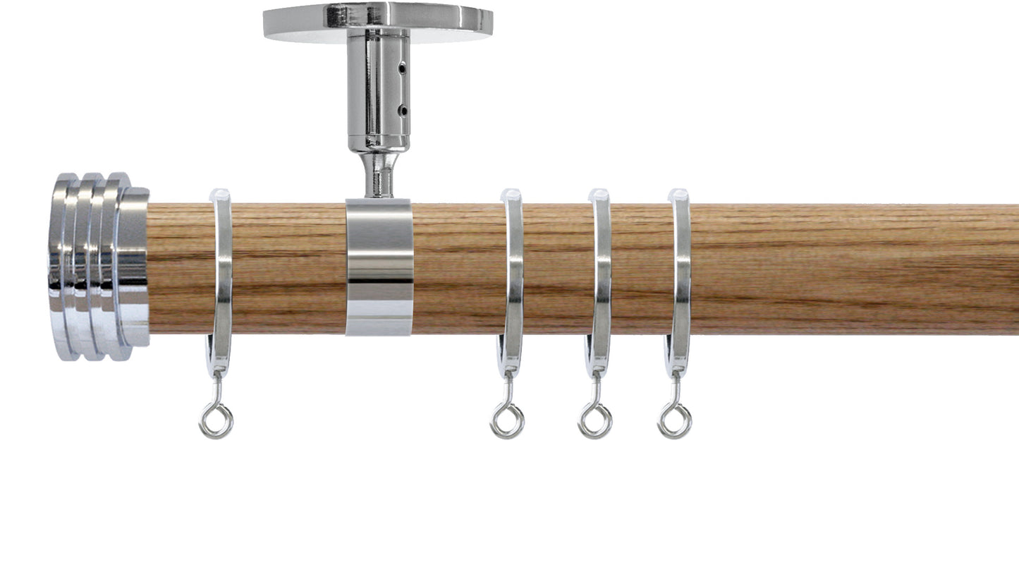 Jones Strand Ribbed End Stopper 35mm Wooden Curtain Pole - Fendow