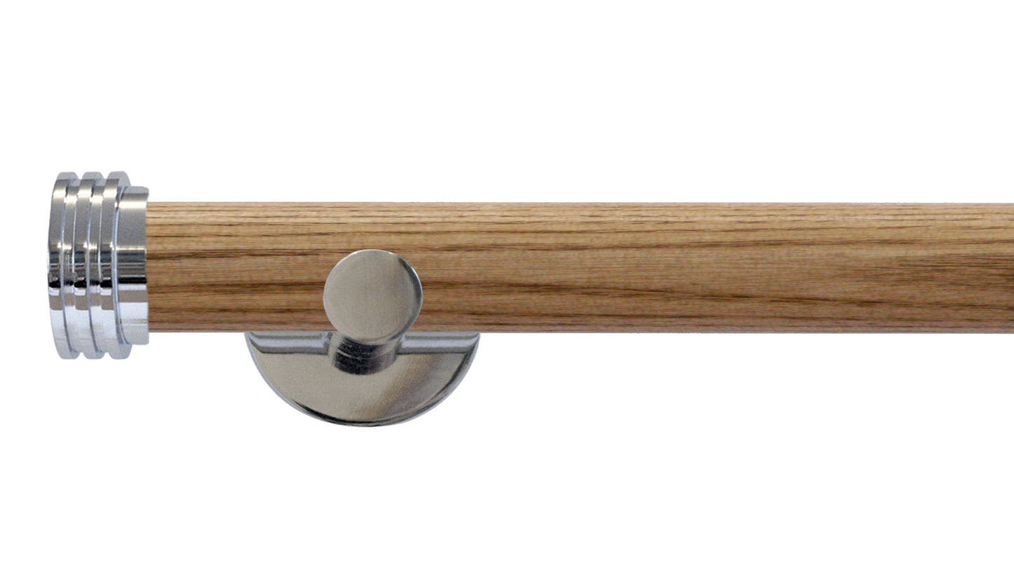 Jones Strand Ribbed End Stopper 35mm Wooden Curtain Pole - Fendow