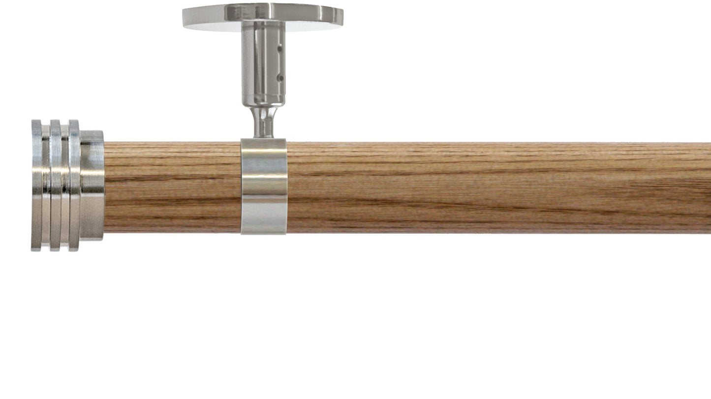 Jones Strand Ribbed End Stopper 35mm Wooden Curtain Pole - Fendow