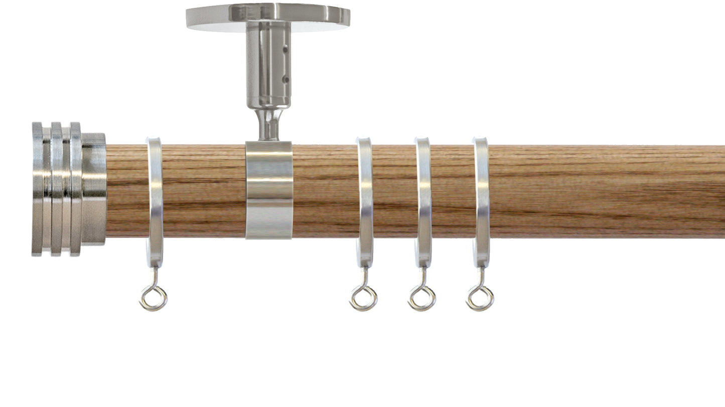 Jones Strand Ribbed End Stopper 35mm Wooden Curtain Pole - Fendow