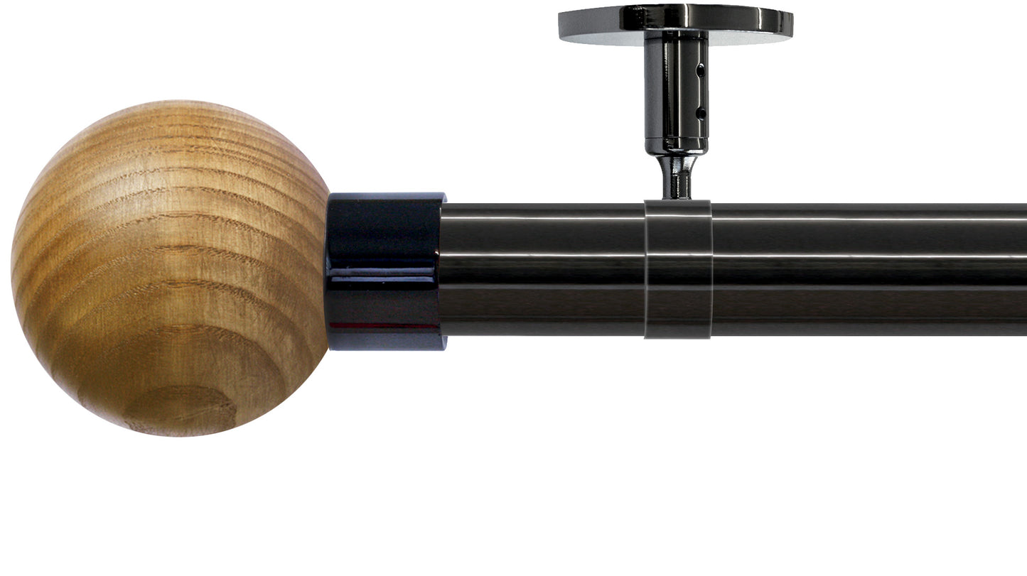 Jones Strand Ash Ball 35mm Metal Curtain Pole - Fendow