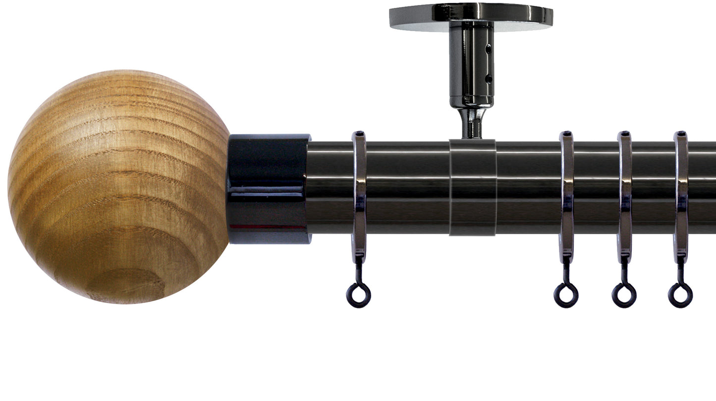 Jones Strand Ash Ball 35mm Metal Curtain Pole - Fendow