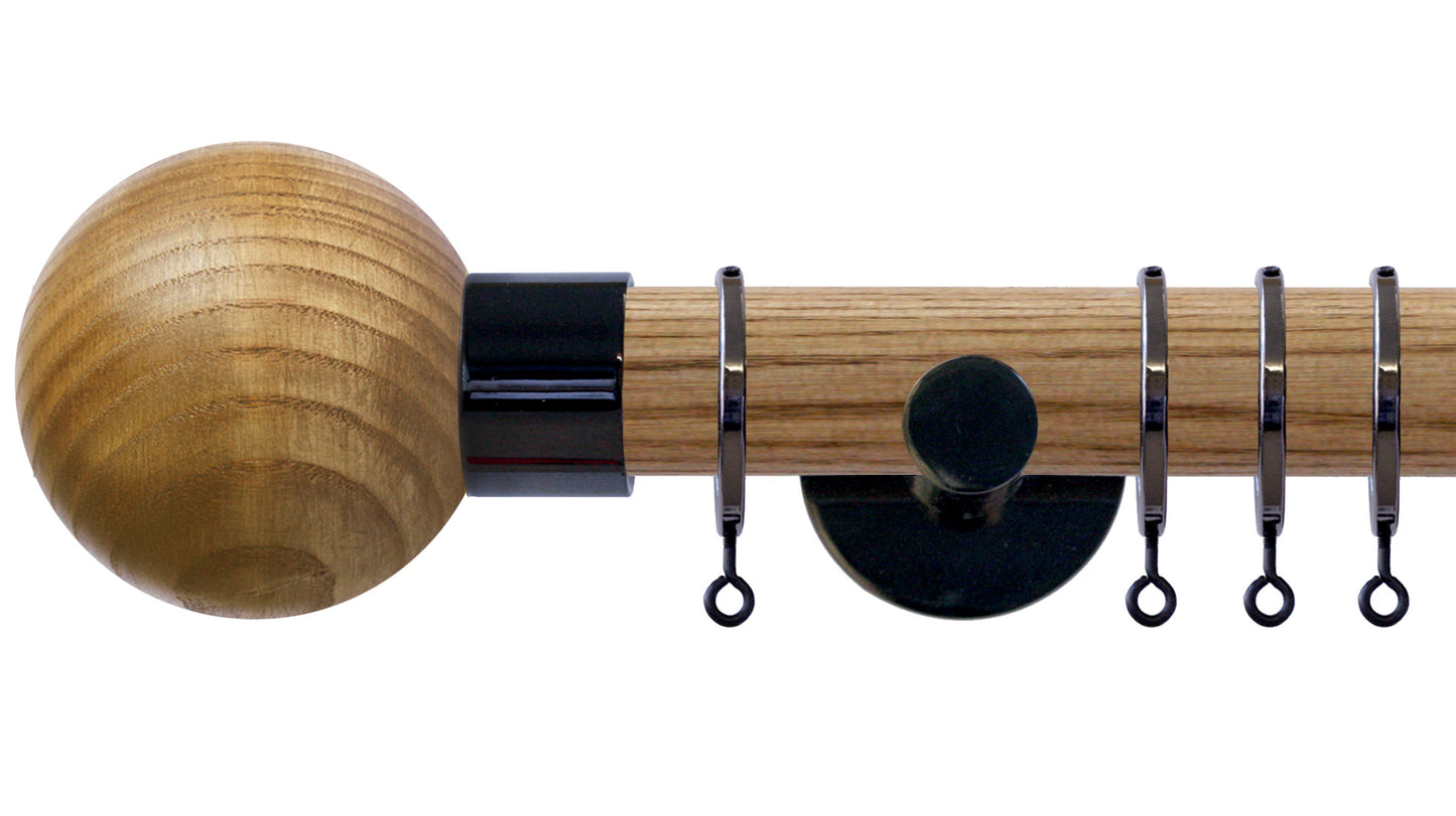 Jones Strand Ash Ball 35mm Wooden Curtain Pole - Fendow