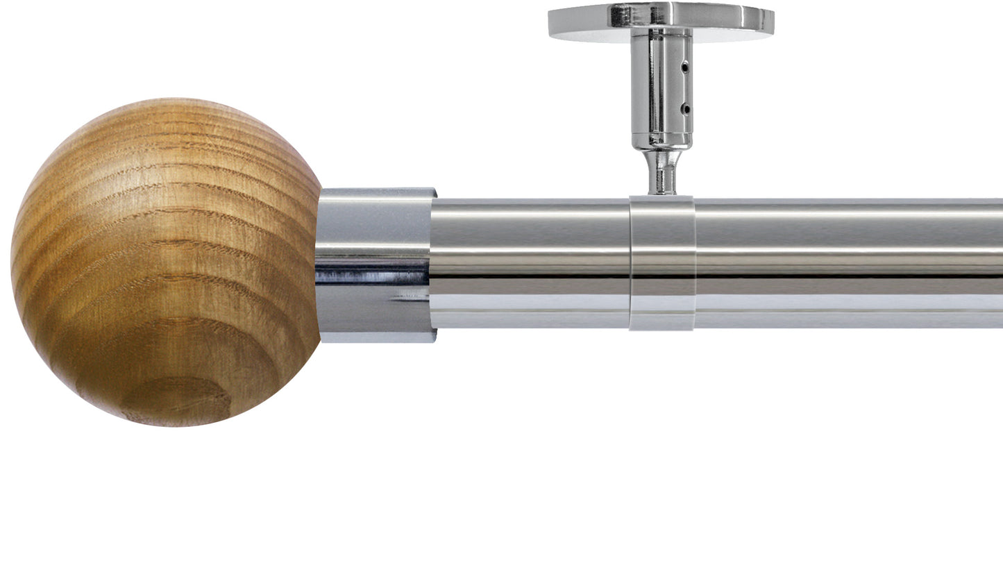 Jones Strand Ash Ball 35mm Metal Curtain Pole - Fendow