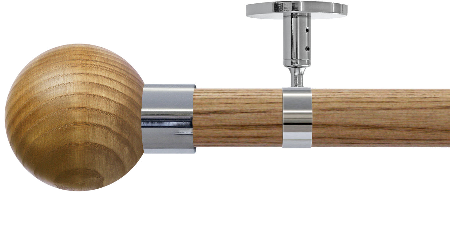 Jones Strand Ash Ball 35mm Wooden Curtain Pole - Fendow