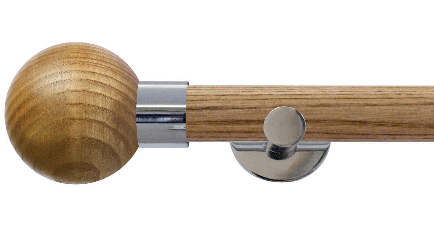 Jones Strand Ash Ball 35mm Wooden Curtain Pole - Fendow