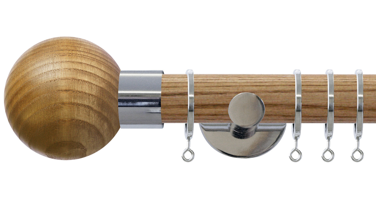 Jones Strand Ash Ball 35mm Wooden Curtain Pole - Fendow