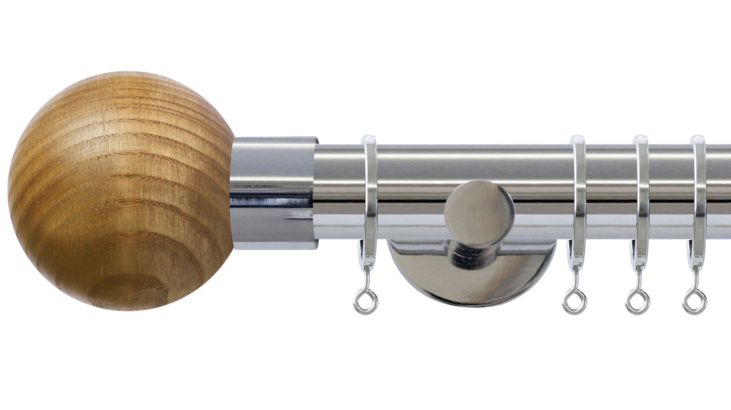 Jones Strand Ash Ball 35mm Metal Curtain Pole - Fendow