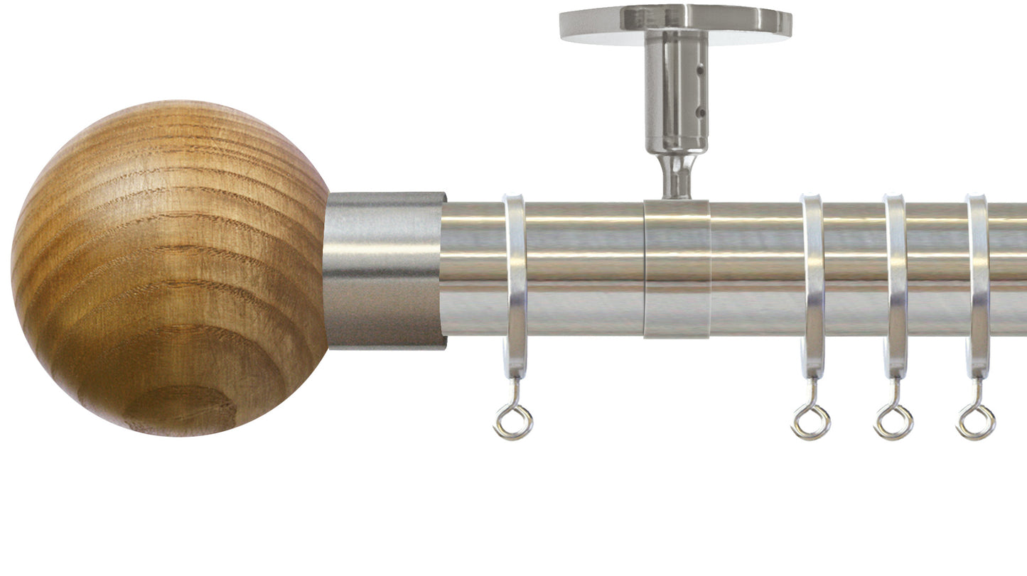 Jones Strand Ash Ball 35mm Metal Curtain Pole - Fendow