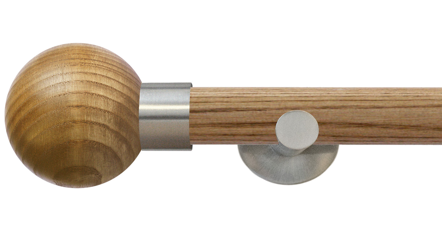 Jones Strand Ash Ball 35mm Wooden Curtain Pole - Fendow