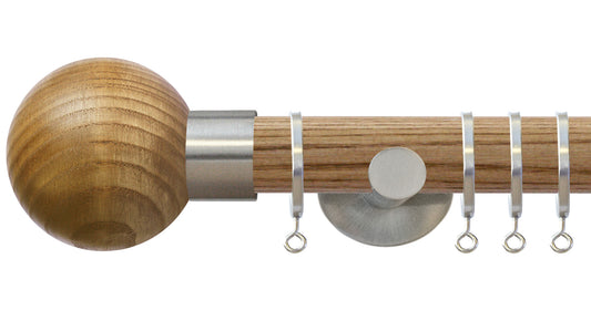 Jones Strand Ash Ball 35mm Wooden Curtain Pole - Fendow