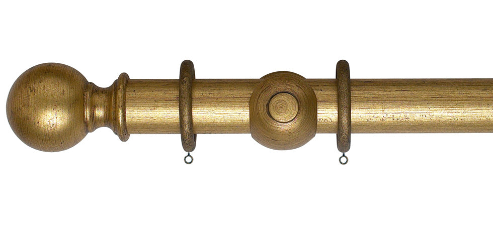 Rolls Museum Plain Ball 35mm Wooden Curtain Pole - Fendow