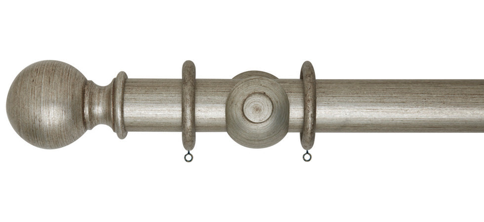 Rolls Museum Plain Ball 35mm Wooden Curtain Pole - Fendow