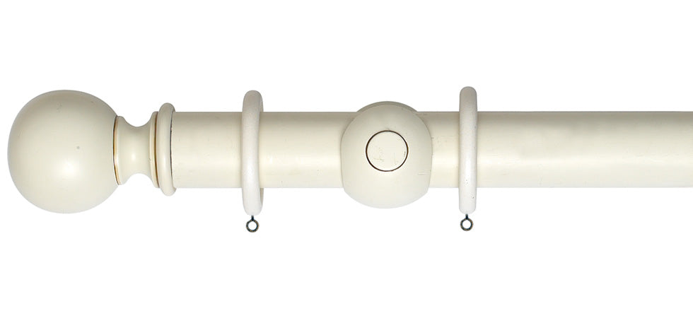 Rolls Museum Plain Ball 35mm Wooden Curtain Pole - Fendow