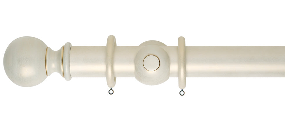 Rolls Museum Plain Ball 35mm Wooden Curtain Pole - Fendow