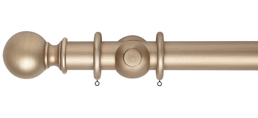 Rolls Museum Plain Ball 35mm Wooden Curtain Pole - Fendow