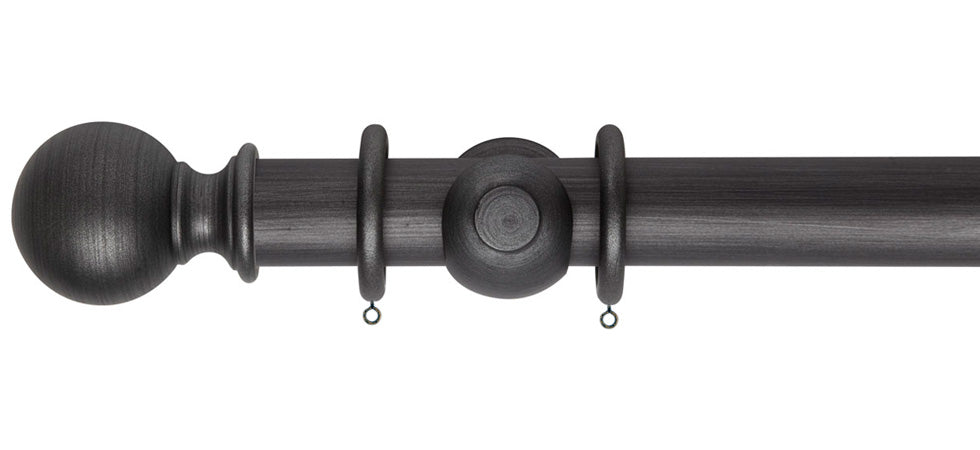 Rolls Museum Plain Ball 35mm Wooden Curtain Pole - Fendow