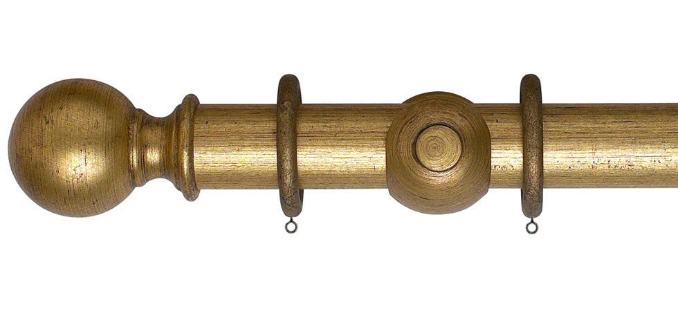 Rolls Museum Plain Ball 45mm Wooden Curtain Pole - Fendow