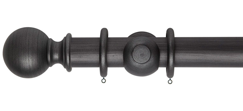 Rolls Museum Plain Ball 45mm Wooden Curtain Pole - Fendow